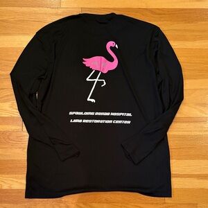 Black Long Sleeve Shirt with Pink Flamingo Design